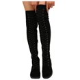 thumbnail image 3 of Xiaoxatg Women's Over-The-Knee Boots Fashion Lace-Up Suede Flat Low Heel Footwear for Autumn and Winter 7 Black, 3 of 9