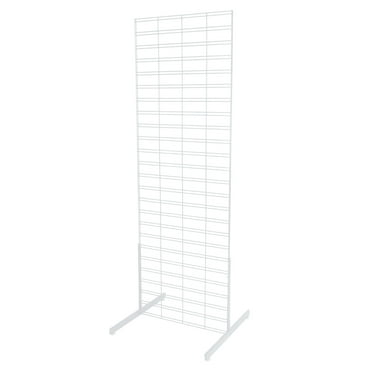 SSWBasics Gridwall Panel Display Stand - 2 x 6 Foot White Slat Grid Standing Screen Panel with 2 Grid Legs - Ideal for Art Display Panels and Wire Grid Wall Display Rack
