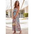 thumbnail image 2 of LASCANA Women's Patchwork Print Bandeau Maxi Dress Ruffle Trim, 2 of 5