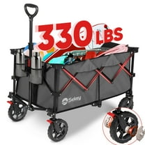 Sekey 330LBS Foldable Wagon with 220L Large Capacity, Heavy Duty Collapsible Wagon Cart, Utility Folding 600D Oxford Fabric Cart with All Terrain Wheels for Garden Beach Sport Camp Shop Grocery, Gray