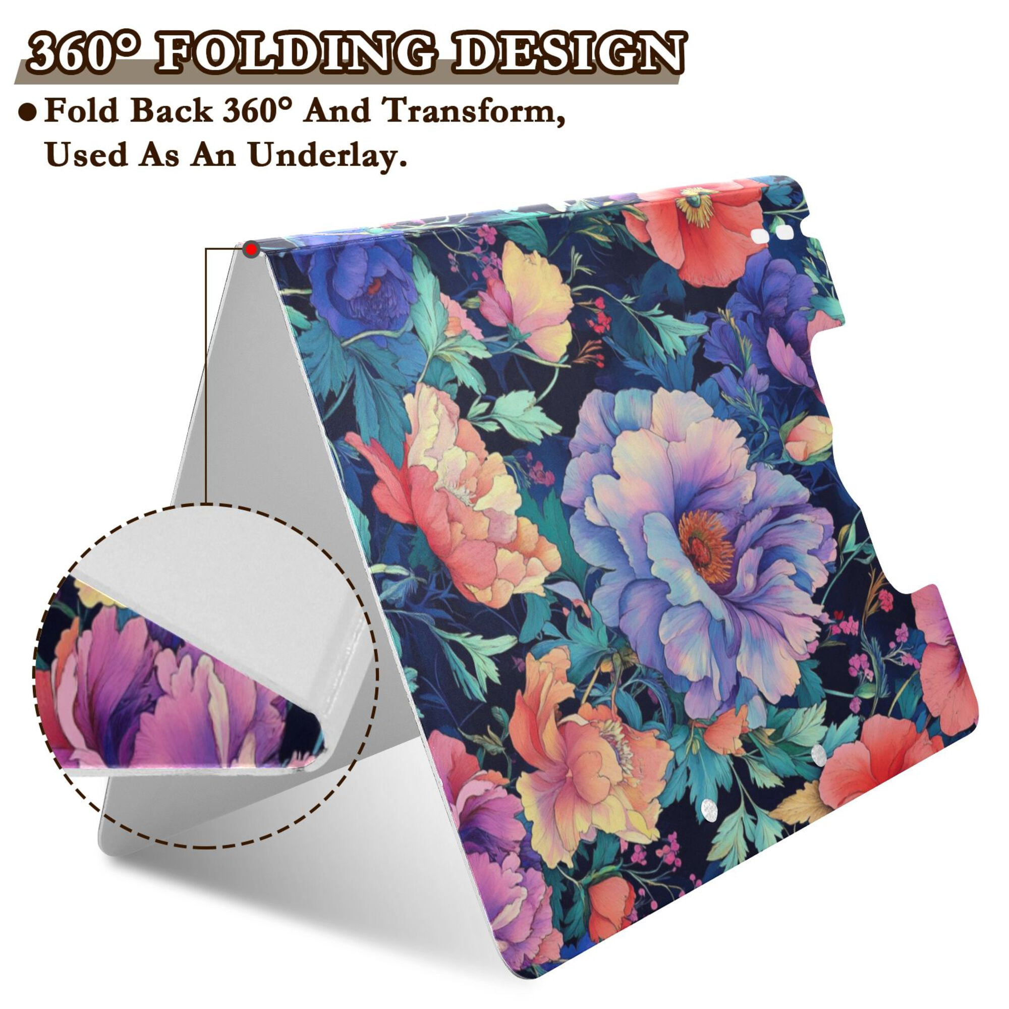 FORMRS A4 Clipboard Folder with Pen Holder Horizontal Foldable School Office Binder, Puprle Ethereal Floral Harmony