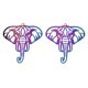 thumbnail image 1 of Ion Plating(IP) 201 Stainless Steel Filigree Pendants Etched Metal Embellishments Elephant Rainbow Color 44x40x0.3mm Hole: 1.8mm, 1 of 2