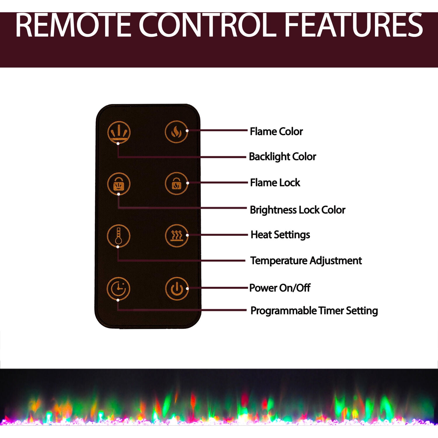 Cambridge 42 In. Recessed Electric Wall Mounted Fireplace Heater with Multi-color Flame Crystal Rock Display, Adjustable Heat, Remote - CAM42RECWMEF-1WHT