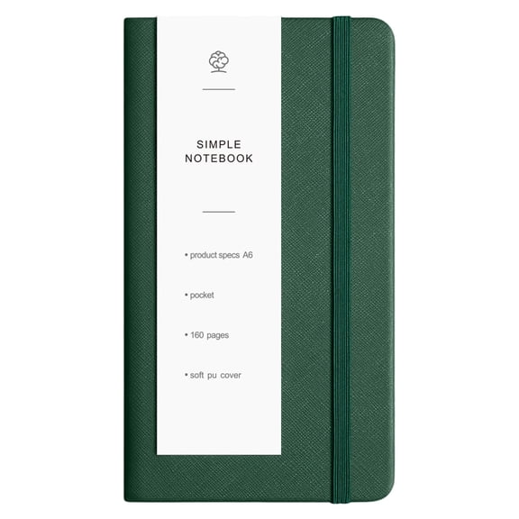 A6 Notebook, Oimcto Wear-Resistant Cover, Lies Flat, Portable & Lightweight, Multi-Color Options for Memo & Planning, 80 Pages, Green