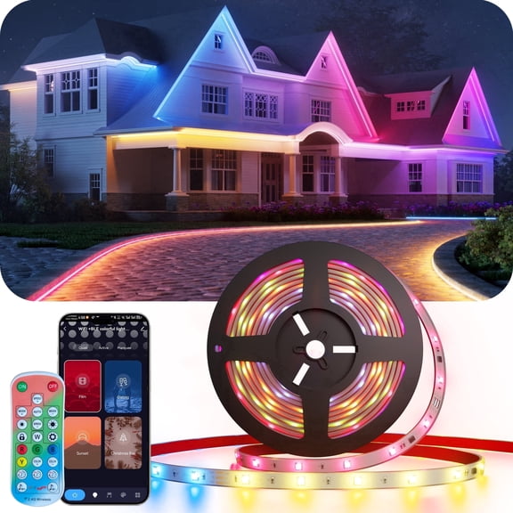 DeckTok 32.8ft Smart LED Outdoor Strip Lights with Music Sync IP67 Waterproof Light Strip for Balcony, Roof, Patio, Pool Decor