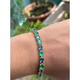 thumbnail image 2 of 18k Gold Plated Green Emerald & Tanzanite Oval Gemstone Tennis Bracelet 925 Sterling Silver Delicate Bracelet Wedding Jewelry Engagement Gift, 2 of 7