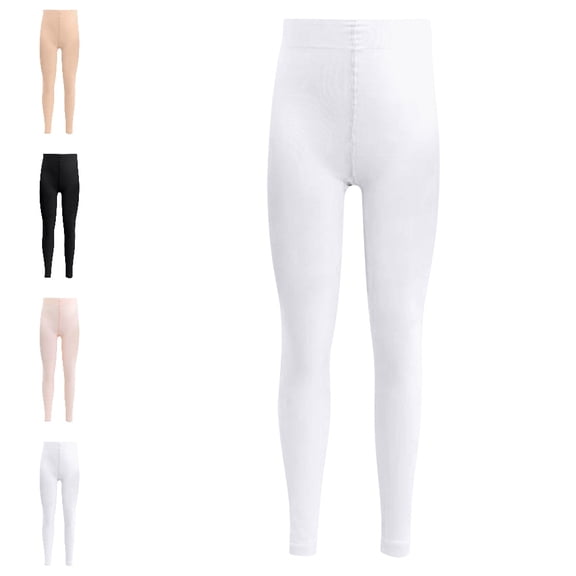 UJNDER Girls Solid Color Dance Ankle Length Leggings Stretchy Training Pants for Kids Performance Workout Leggings,White,7-8 Years