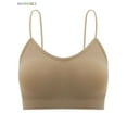 thumbnail image 3 of BadPiggies Women's Padded Bralettes V Neck Cami Bras Seamless Wirefree Bra with Elastic Straps (M, Khaki), 3 of 5