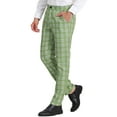 thumbnail image 4 of INSPIRE CHIC Men's Pants Plaid Casual Regular Fit Flat Front Stretch Checked Trousers 28 Green White, 4 of 7