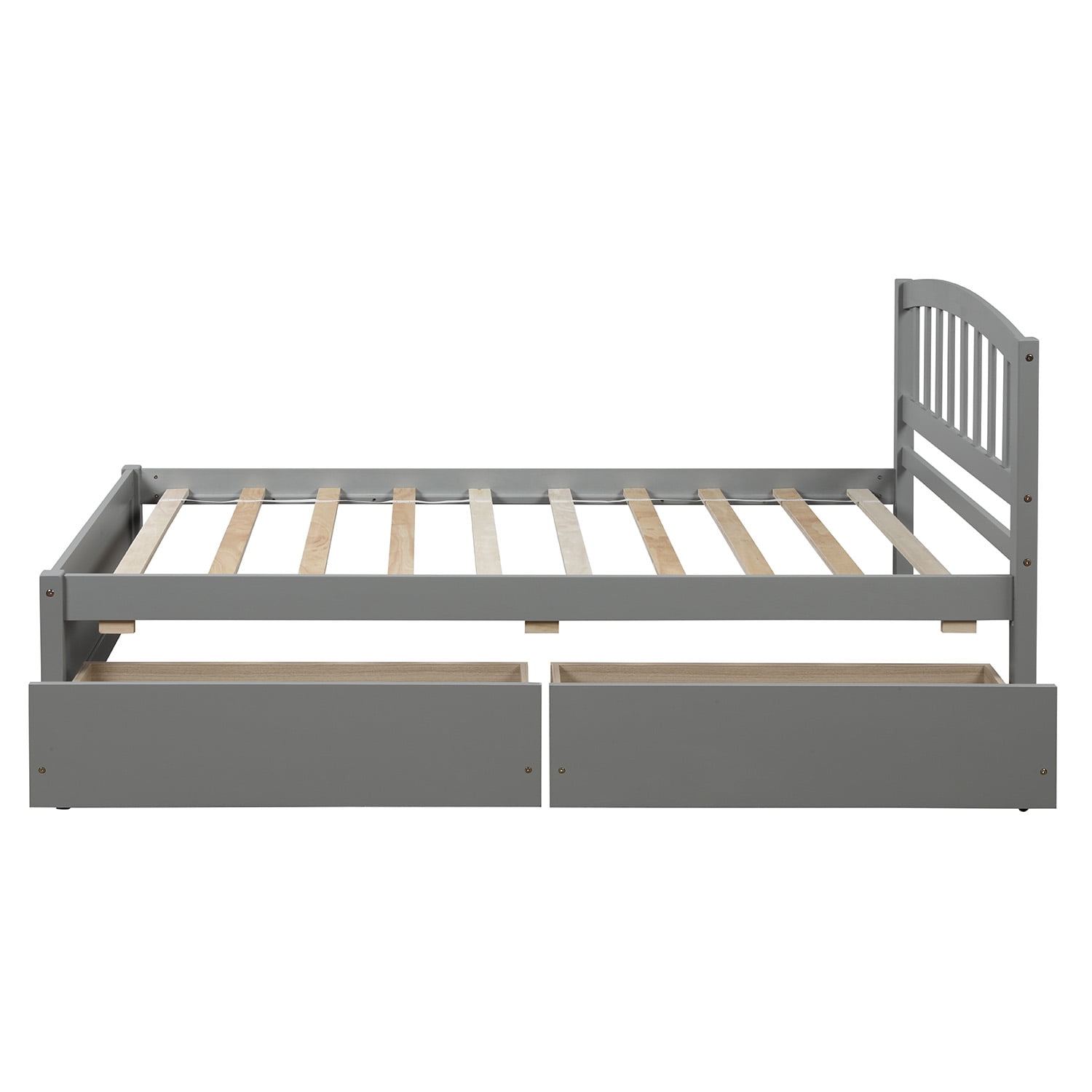 Aukfa Twin Platform Bed, Wood Bed Frame with Storage Drawers for Kids - Gray