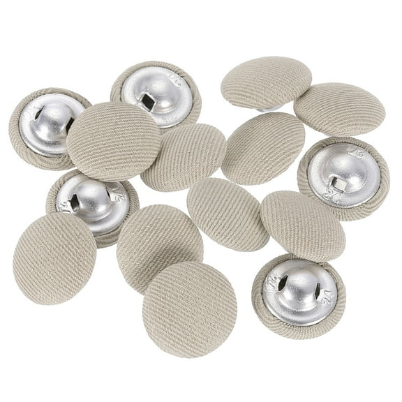 Uxcell 20Pack Fabric Cloth Covered Button, 15mm 24L Metal Shank Round Sewing Buttons Fabric Covered Button for Coat Dress Sweater Hats Crafts Making, Khaki