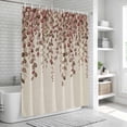 thumbnail image 5 of Polyester Fabric Brown Eucalyptus Leaves Shower Curtain, Spring Leaves Plants Country Beige Waterproof Bathtub Curtain Bathroom Decor Set with Hooks 72 x 72 Inches, 5 of 6