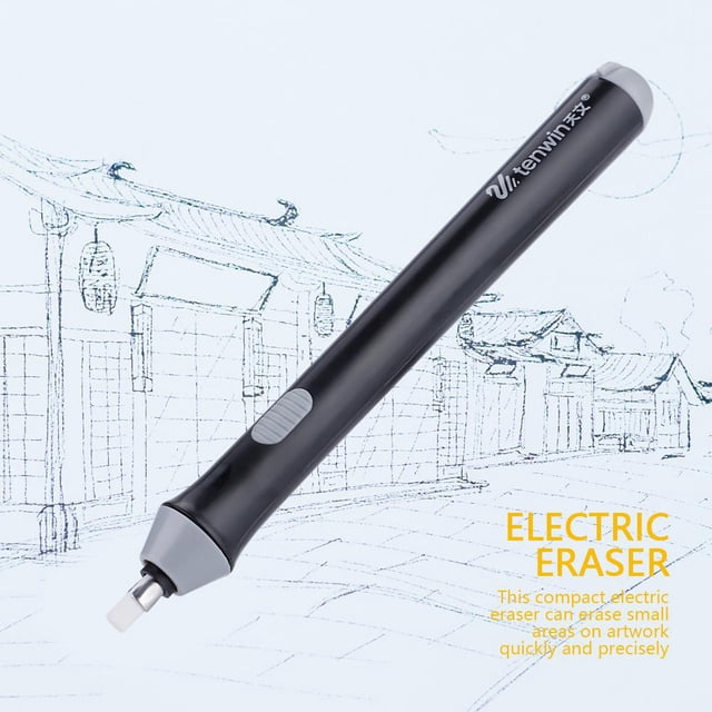 TOPINCN Electric Drawing Eraser,Tenwin Electric Battery Operated Automatic Pencil Eraser with 22 Eraser Refills, Battery Powered Eraser