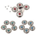 thumbnail image 3 of Botones vintage Sunnimix 5 unids redondos turquesas florales atornillan hacia atrás, 3 of 8