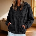thumbnail image 2 of Yuncity Womens Zip Up Hoodie Leopard Print Fleece Pullover Long Sleeve Loose Fit Pockets Sweatshirt Casual Fall Winter Hooded Jacket Size L Black, 2 of 5