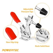 مشبك تبديل Powertec 4pk، سعة 300 رطل، مشابك أفقية سريعة التحرير 201b مع طرف ضغط مطاطي مضاد للانزلاق لأدوات وتركيبات النجارة، اللحام، مكبس الحفر، مزلجة متقاطعة، 20327
