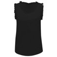 thumbnail image 5 of Tank Tops for Women V Neck Ruffle Solid Color Sweet Sleeveless Vests, 5 of 5
