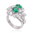 thumbnail image 2 of Solid 18Kt White Gold SI Clarity HI Color Pear Diamond Emerald Gemstone Ring Gold And Diamonds Jewelry Store, 2 of 4
