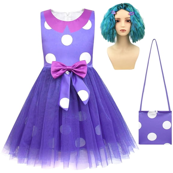 Girls Envy Costume Dress w/Bag Wig Halloween Princess Cosplay Party Outfits, Size 3-9Y