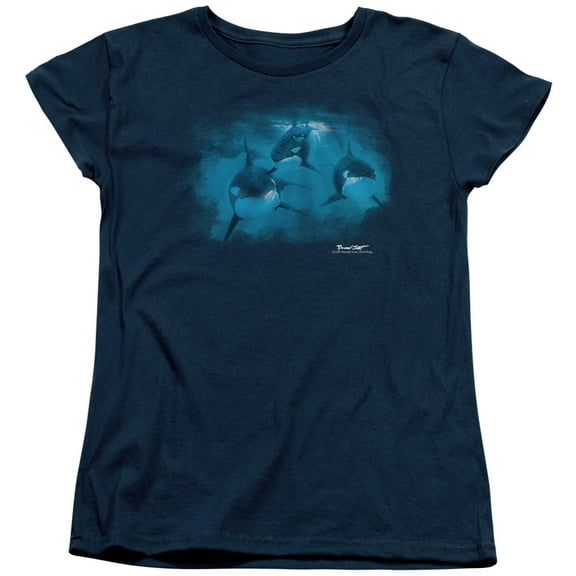 Wildlife Pod Of Orcas S/S Women's T-Shirt Navy