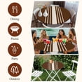 thumbnail image 7 of Brown Beige Striped Round Tablecloth, Fitted Table Cover with Elastic for 36"-44" Round Tables, Modern Farmhouse Retro Lines Table Cloth Outdoor Indoor Dinning Party Waterproof Tablecloths, 7 of 7