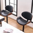 thumbnail image 6 of Kidol & Shellder Black Swivel Barstool Adjustable Bentwood Bar Stool Kitchen Island Counter Stool with Faux Leather Upholstery, Backrest & Footrest, Ideal for Breakfast Bars, Dining Rooms, 6 of 7