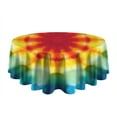 thumbnail image 5 of Tie Dye Soft Petal Ring Pattern Round Tablecloth 60"x60",Wrinkle Wipeable Table Cloth for Kitchen Dining Room Picnic Patio Party, 5 of 6