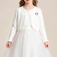 thumbnail image 6 of Bolero Shrug Cardigan For Girls Long Sleeve Button Down Cropped Sweater Cute Casual Fashion Knitted Jackets (2-3 Years, White), 6 of 8