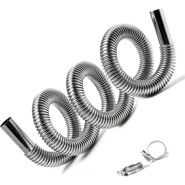 y 200 cm Exhaust Hose: Stainless Steel Pipe, 25 mm Diesel, 2 Clamps