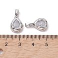 thumbnail image 3 of 20 pc Brass Micro Pave Clear Cubic Zirconia Charms Teardrop Charms Platinum 13x10x4mm Hole: 5x2.8mm, 3 of 3