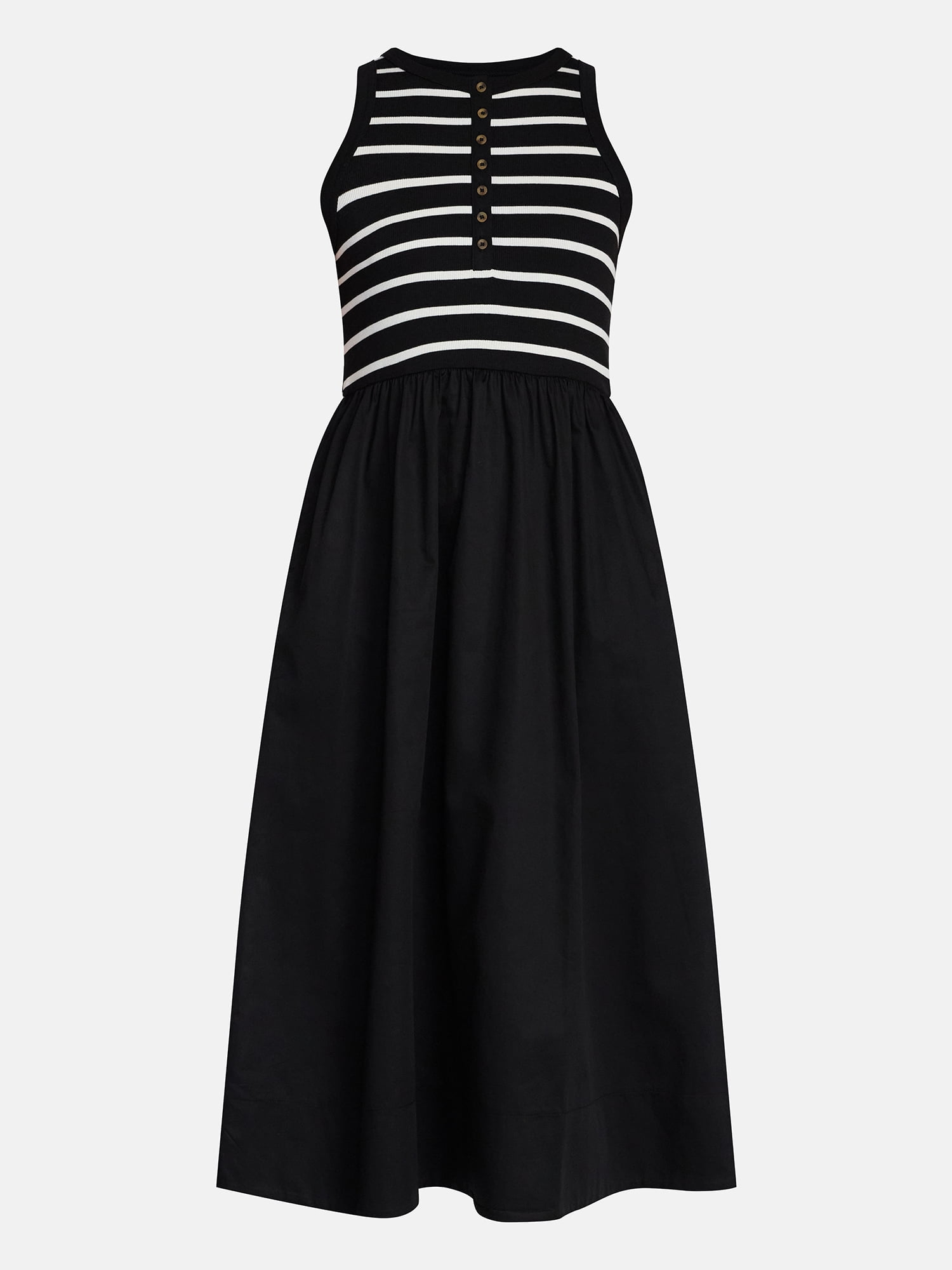 Time and Tru Women's Sleeveless Henley Midi Dress, Sizes XS-XXXL