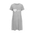thumbnail image 4 of Sakmal Gray Moomoo Night dress for Women Comfy Short Sleepwear Short Sleeve Heart Print Nightgowns for Women, 4 of 6