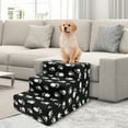 thumbnail image 3 of Vivifying Pet Stairs 3 Steps Indoor Dog Cat Steps Bed Ramp for Puppies up to 45 lbs Black with Paw, 3 of 9