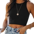 thumbnail image 2 of Camiseta sin mangas ajustada para mujer, camiseta sin mangas básica para mujer, camiseta sin mangas con cuello redondo, camiseta sin mangas con cuello redondo para mujer, diseño exquisito, 2 of 5