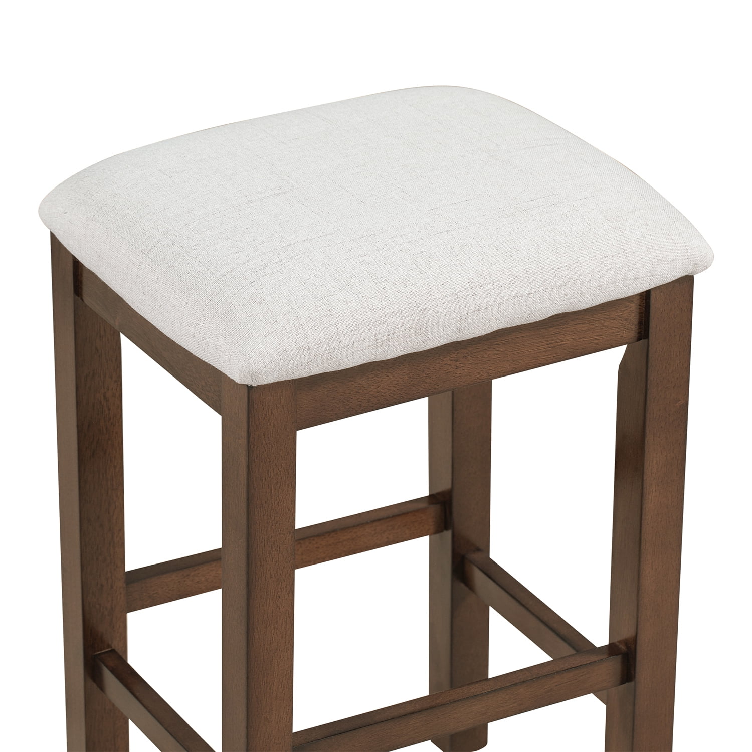 Kadyn Multipurpose Home Kitchen Dining Bar Table Set, Rubberwood Top Pub Table & Chair Set with 3 Upholstered Stools, Dining Table Set for 3, Walnut Kadyn Multipurpose Home Kitchen Dining Bar Table Set, Rubberwood Top Pub Table & Chair Set with 3 Upholstered Stools, Dining Table Set for 3, Walnut