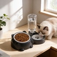 thumbnail image 5 of SHENGXINY Cat Food Bowls and Water Bowls Set - 2 in 1 Pet Feeding & Watering Bowl for Dogs and Cats, All-in-One Food Water Feeder Gray 10.43x3.74x3.03in, 5 of 6
