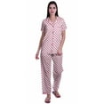 thumbnail image 1 of Moomaya Notch Collar Button Down Printed Cotton Pajama Set For Women Nightwear, 1 of 6