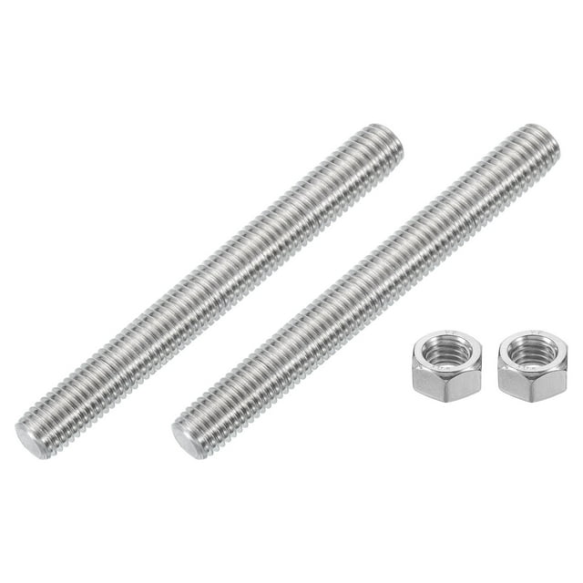 1/2"-13 Fully Threaded Rod, 2Pcs 304 Stainless Steel 4.7" Long Threaded Screw