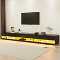 thumbnail image 3 of Anpoo 94.5'' Modern Floating TV Stand for TVs up to 100'' TV, LED High Gloss Entertainment Center with Storage & Power Outlet, TV Console with 20 Color Changing Lights for Living Room Bedroom, Black, 3 of 9