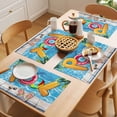 thumbnail image 5 of Blue Summer Pool Placemats Set of 8 Watermelon Swimming Ring Slippers Place Mats Indoor Wipeable Table Mats Washable Cloth Dining Table Placemats for Kitchen Holiday Party Home Decor 13x19 Inch, 5 of 9