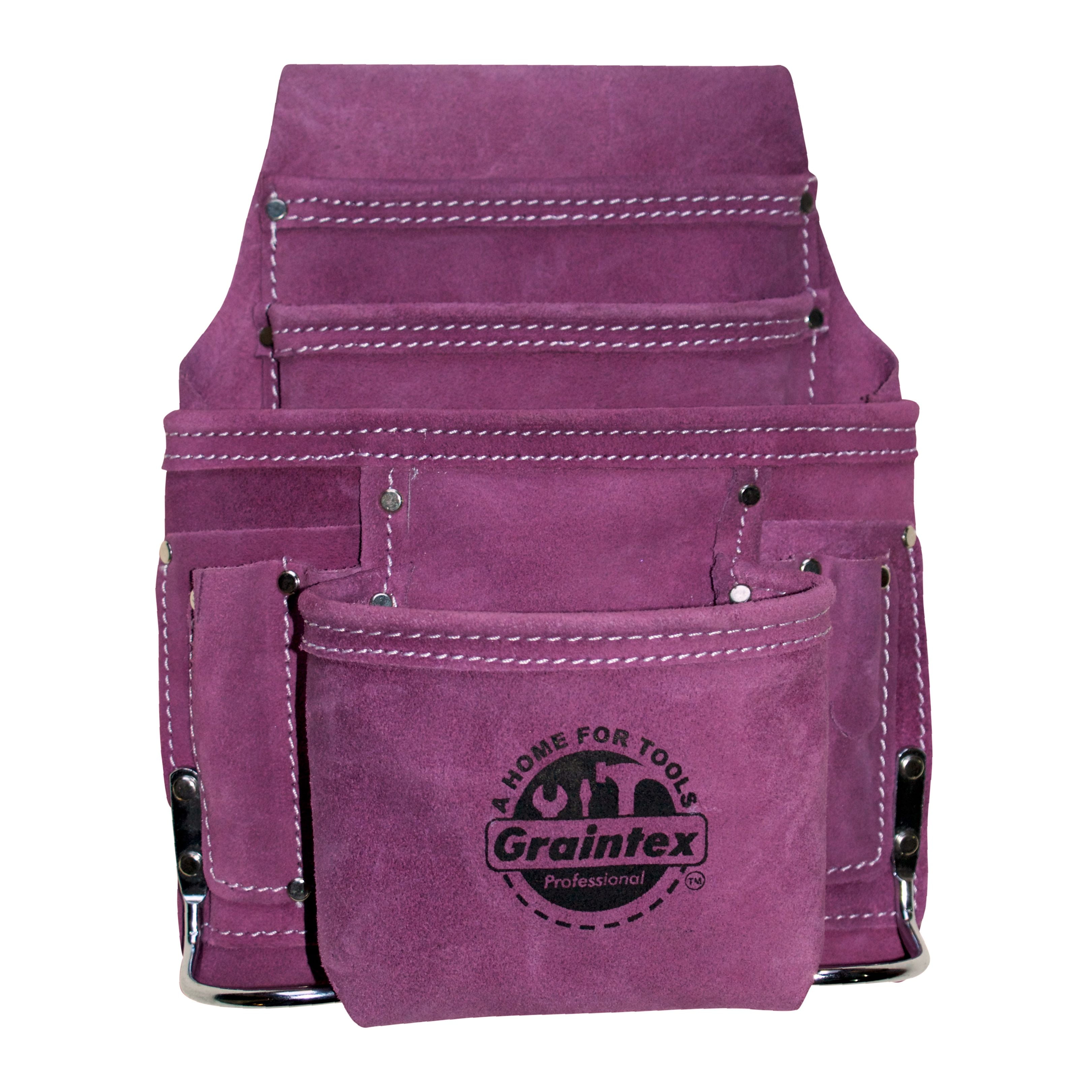 Graintex SS1123 : Purple Leather 10 Pocket Tool Pouch