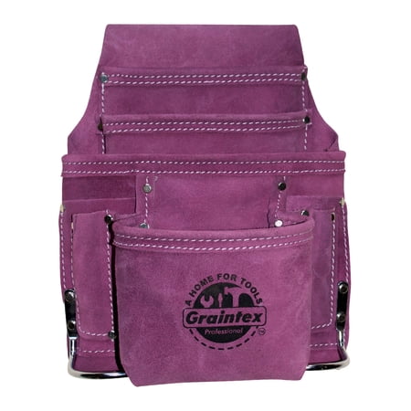 UPC: 0876748001230 | Graintex SS1123 : Purple Leather 10 Pocket Tool Pouch