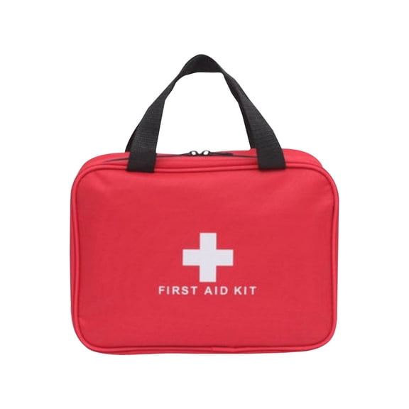 First Aid Bag, Empty Medical Storage Trauma Bag, Red Portable Emergency Organizer for Car, Workshop, Cycling and Outdoor Use, 7.1"Ă—9.8" Earthquake Survival Kit with Two-Way Zipper,Red