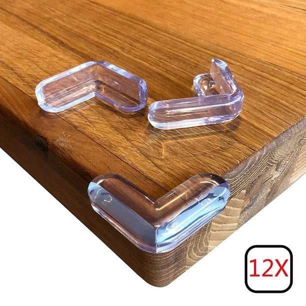 Protectores de esquina transparentes Paquete de 12 | Protectores de esquina de gel adhesivo para bordes de muebles y esquinas de mesa | Protectores transparentes en forma de L para la seguridad en