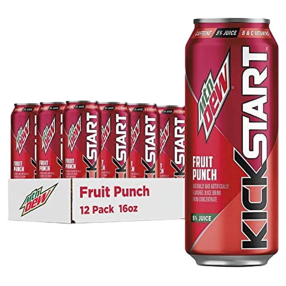 Mountain Dew Kickstart Fruit Punch (16 Ounce Cans, Pack of 12)