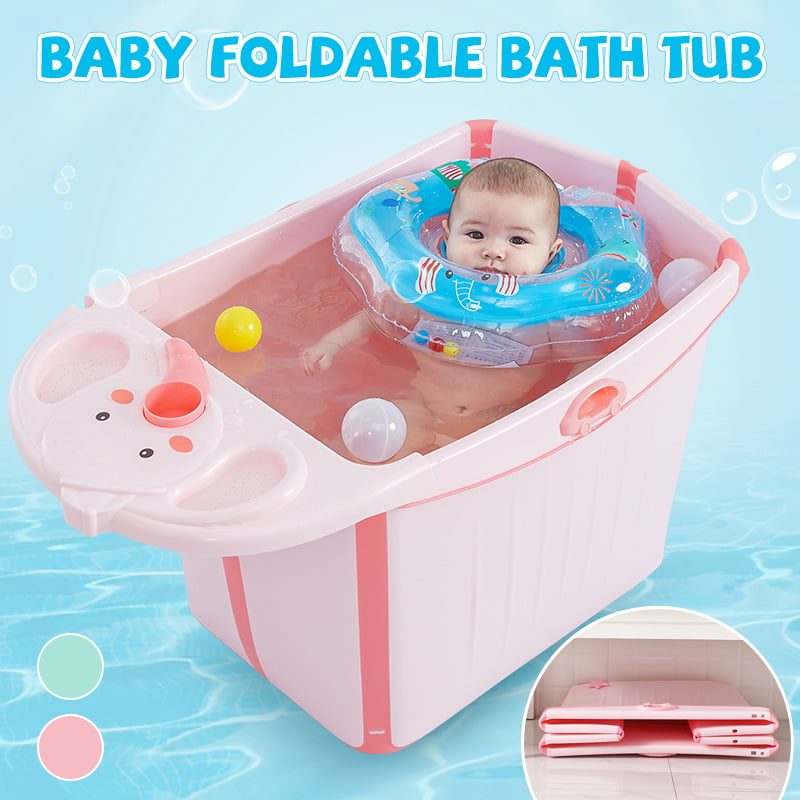 Folding Baby bathtub Infant Newborn Bath Bathing Safety flat Foldable Tub 