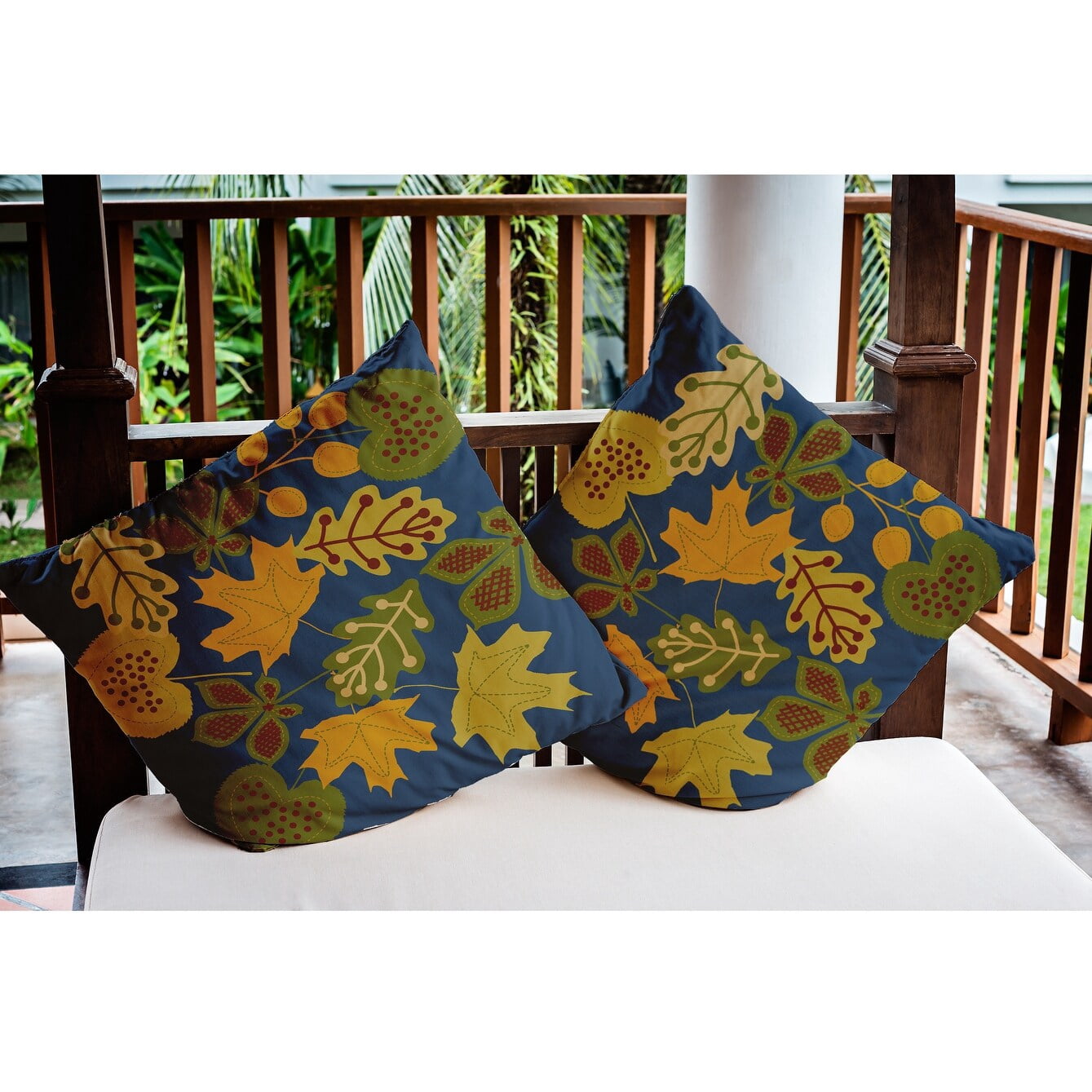 Simply Daisy 14" x 20" Fall Leaves Indoor/Outdoor Polyester Throw Pillow, Oak