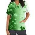 thumbnail image 3 of BiZtdJrK St.Patrick's Day Scrub Tops for Women 2025 Casual Short Sleeve V Neck T Shirt Fashion Shamrock Graphic Tees Nurse Uniform with Pockets Multicolor XXL Lightning Sales, 3 of 6