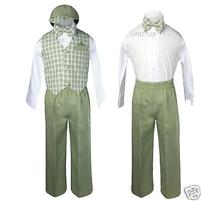 Green Infant  Boy Toddler Formal Wedding Party Suit Vest Set Outfits S-XL