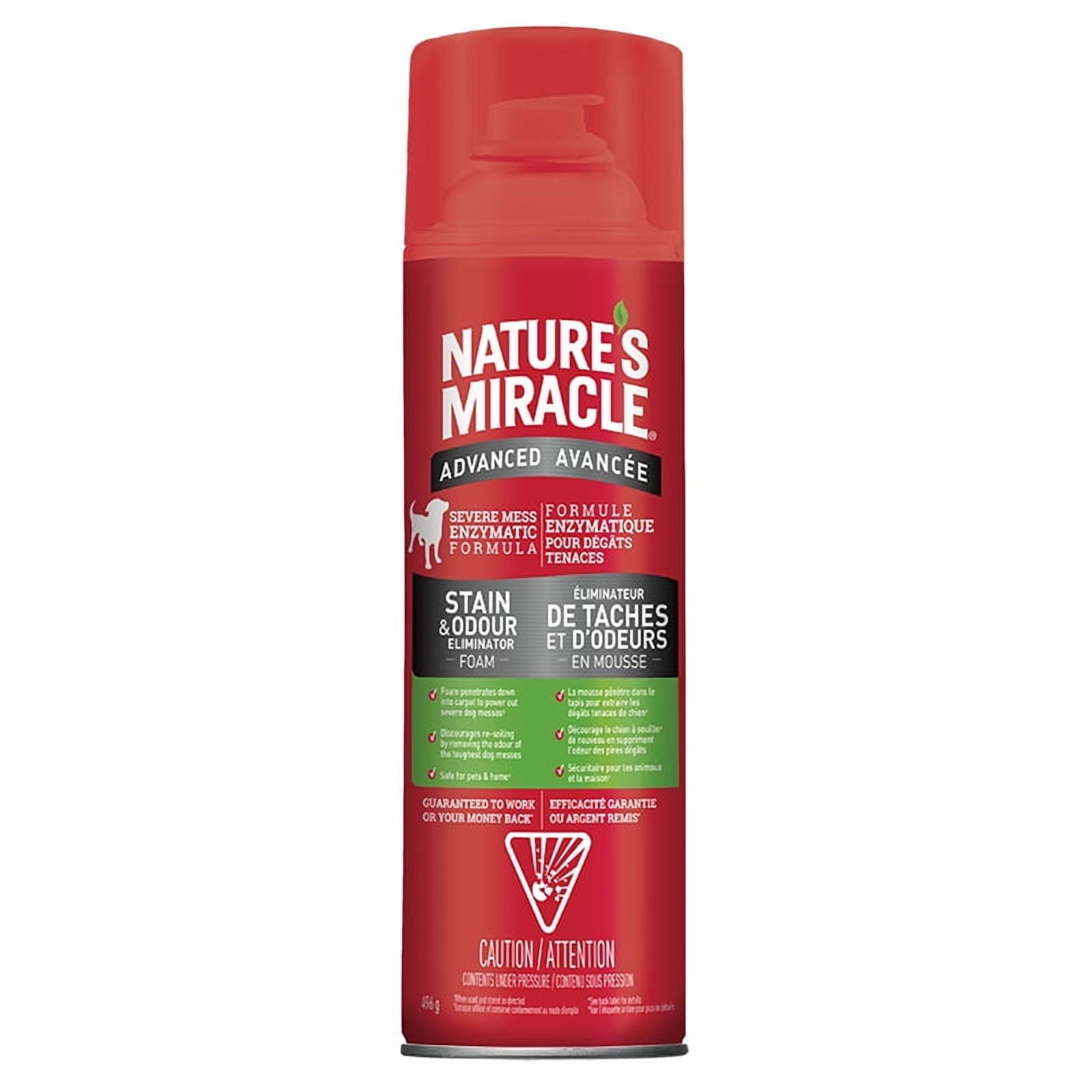 Nature’s Miracle Advanced Stain and Odor Eliminator Dog, 17.5 Ounces, Foam Aerosol, Fresh Scent, Severe Mess Enzymatic Formula For Tough Pet Messes